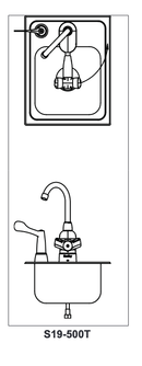 Bradley S19-500T Deck-Mount Swing-Activated Faucet/Eyewash Unit, Tempered Faucet, Right Hand