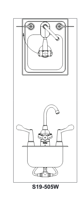Bradley S19-505W Deck-Mount Swing-Activated Faucet/Eyewash Unit, Wrist Blade Faucet, Left Hand
