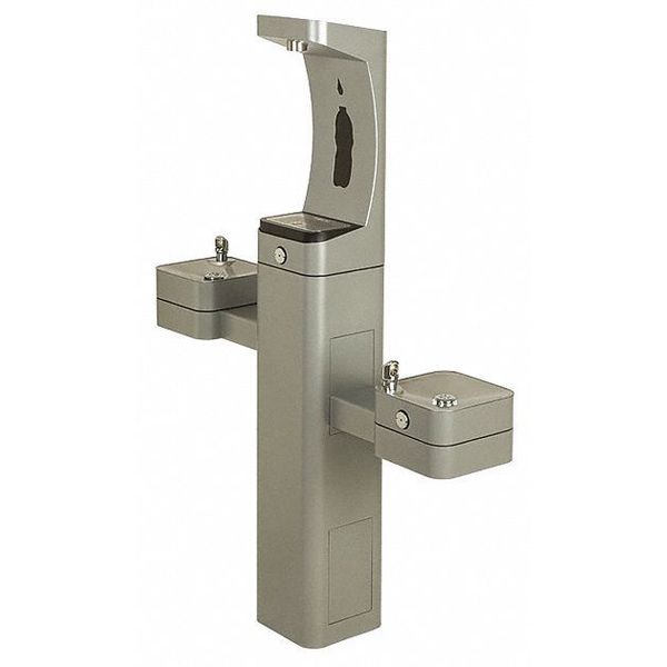 Haws 3612 Modular Outdoor Freeze Resistant Bottle Filler with Double Drinking Fountains