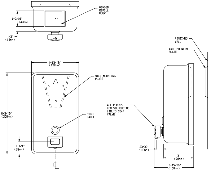 ASI 0347 Vertical Soap Dispenser, Surface Mounted