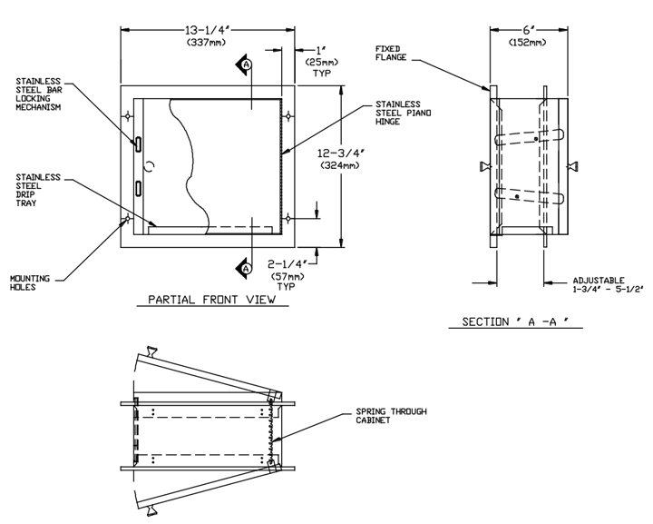 ASI 8154, Specimen Pass Box, Recessed