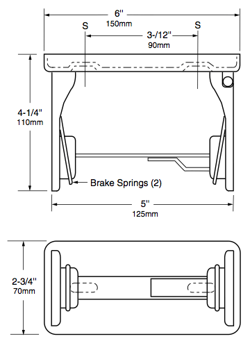 Bobrick B-264 Classic Series Single Roll Toilet Paper Dispenser