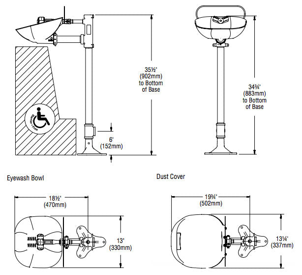 Bradley S19214EW Halo Eyewash Station, Pedestal Mount, Plastic Bowl