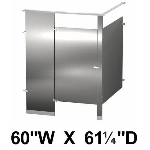 Bradley Toilet Partition, 1 ADA In Corner Compartment, Stainless Steel, 60"W x 61 1/4"D - ICADA