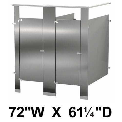 Bradley Toilet Partition, 2 In Corner Compartments, Stainless Steel, 72