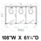 Bradley Toilet Partition, 3 Between Wall Compartments, Stainless Steel, 108"Wx61 1/4"D - BW33660