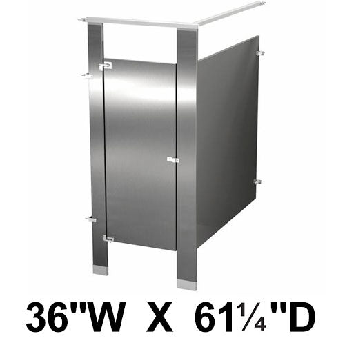 Bradley Toilet Partition, 1 In Corner Compartment, Stainless Steel, 36"W x 61 1/4"D - IC13660
