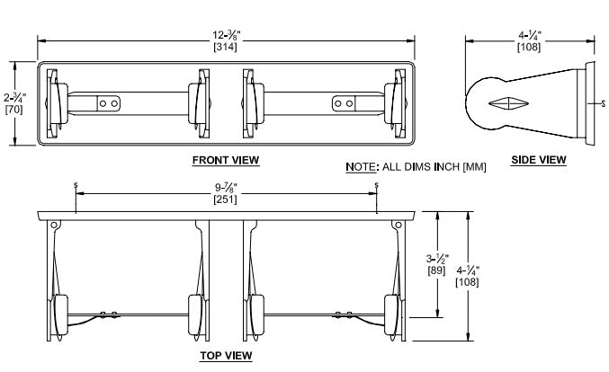 ASI 0715 Double Surface Mounted Toilet Tissue Holder Chrome-Plated Steel