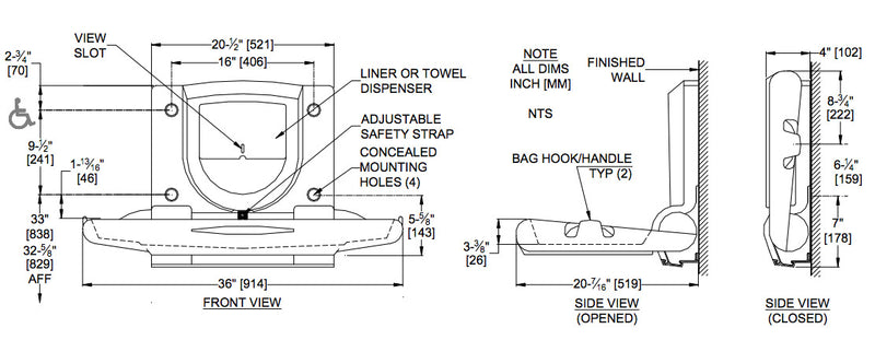 ASI 9012 Surface Mounted Baby Changing Station