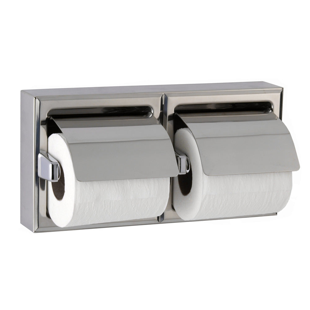 Bobrick B-6999 Surface-Mounted Toilet Tissue Dispenser w/Hoods For Two Rolls