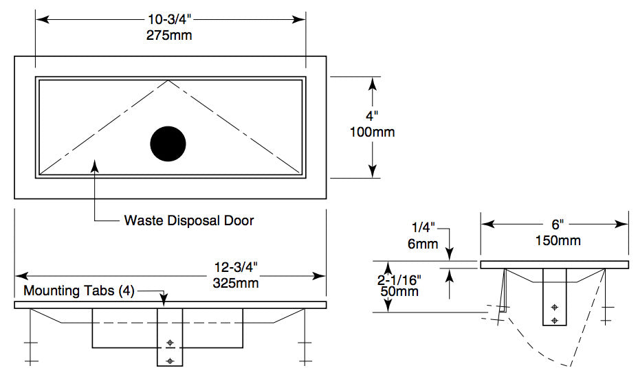 Bobrick B-527 Stainless Steel Waste Door