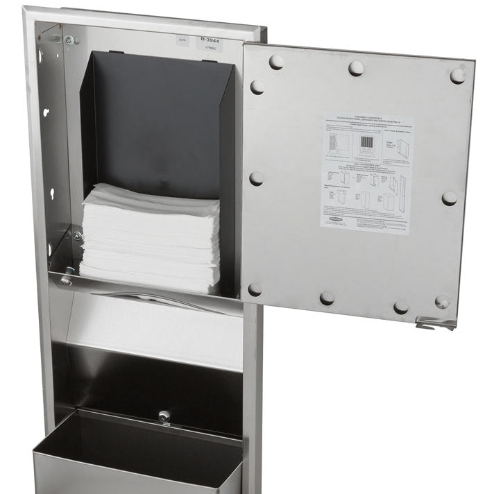 Bobrick B-3944 Recessed Paper Towel Dispenser/Waste Receptacle