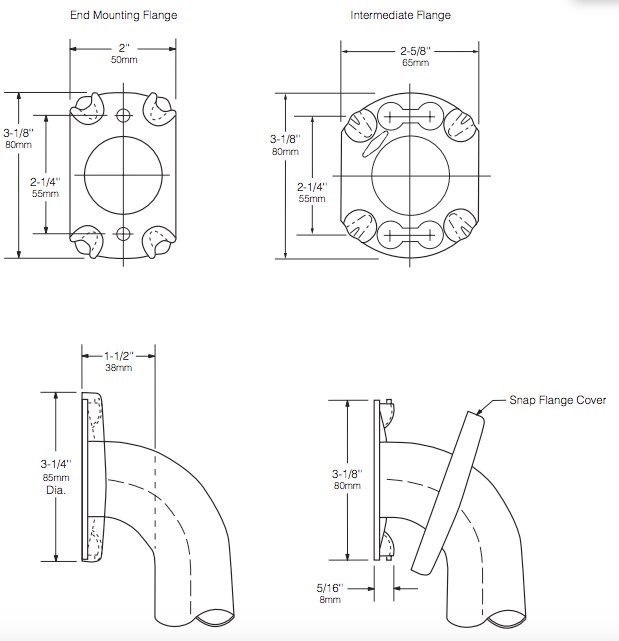 Bobrick B-6806x42 (42 x 1.5) Concealed Mtg W/ Snap Flange Grab Bar 42