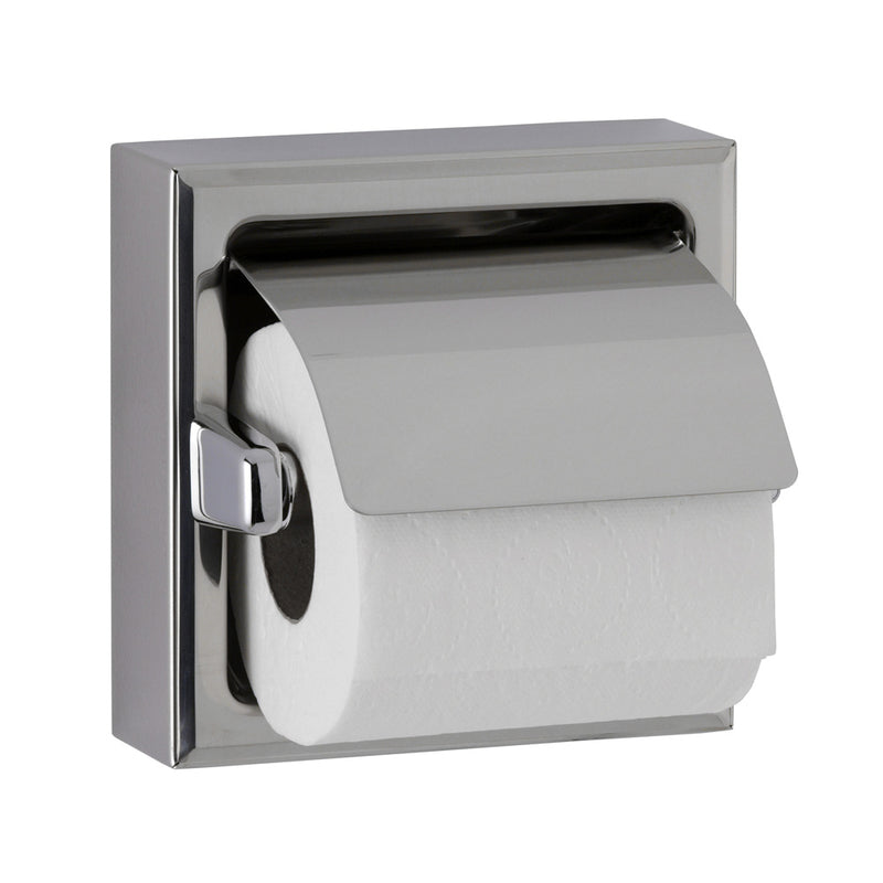 Bobrick B-6699 Surface-Mounted TT Dispenser w/Hood For Single Roll - Surface-Mounted Toilet Tissue Dispenser with Hood