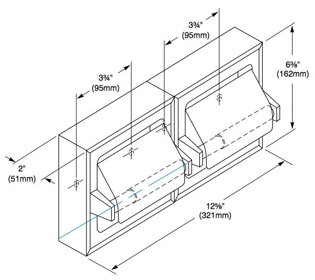 Bradley 5126-000000 Double Roll Commerical Toilet Paper Dispenser