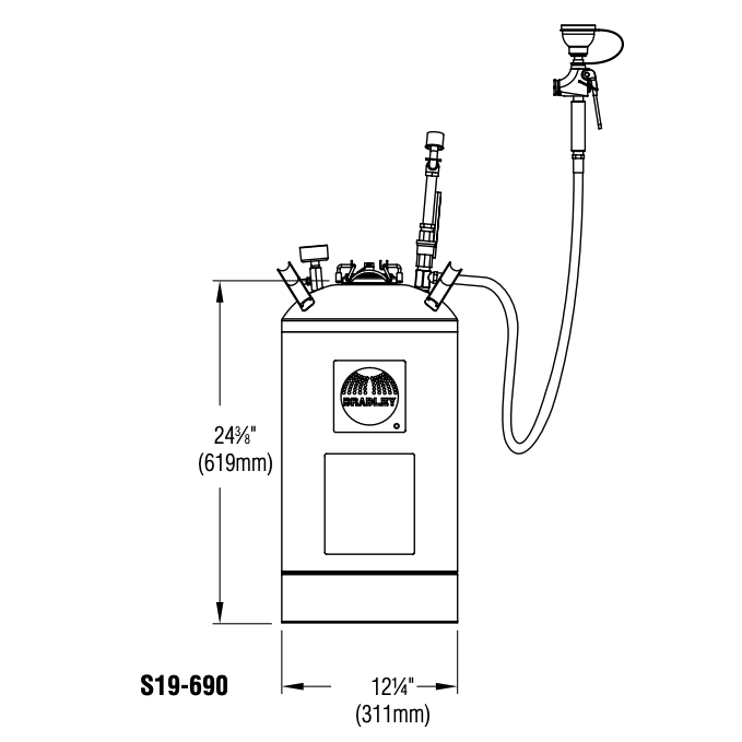 Bradley S19-690 Portable 10 Gallon Tank W/Eyewash And Drench Hose Station