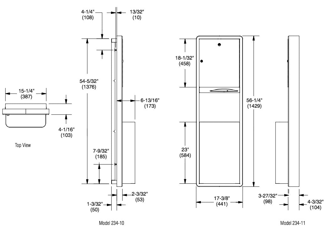 Bradley Towel/Waste Unit, 2297-00, C-Fold or Multi-Fold