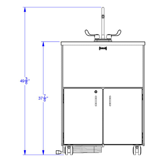 Jonti-Craft 1372JC, 38" Adult Height Portable Sink, Plastic Sink Basin, Black Top