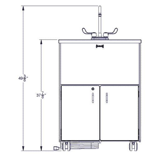 Jonti-Craft 1373JC, 38" Adult Height Portable Sink, Stainless Steel Basin, Black Top