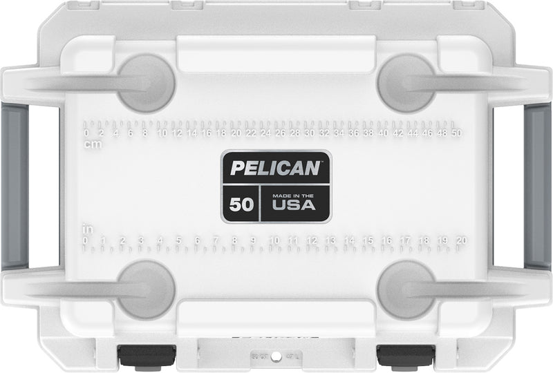 Pelican Cooler 50QT Elite, White w/ Gray Trim - 50Q-1-WHTGRY