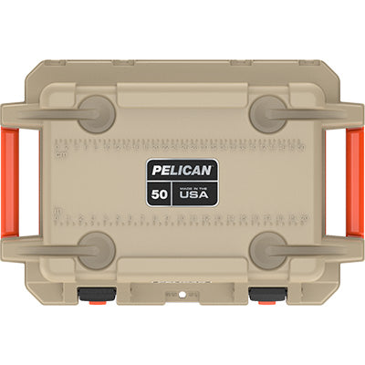 Pelican Cooler 50QT Elite, Tan w/ Orange Trim - 50Q-2-TANORG