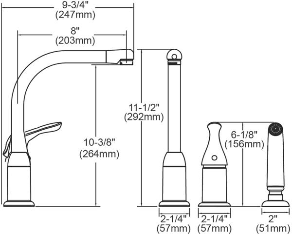 Elkay LK3001CR REMOTE HDL KIT FCT W/ SPRAY CR