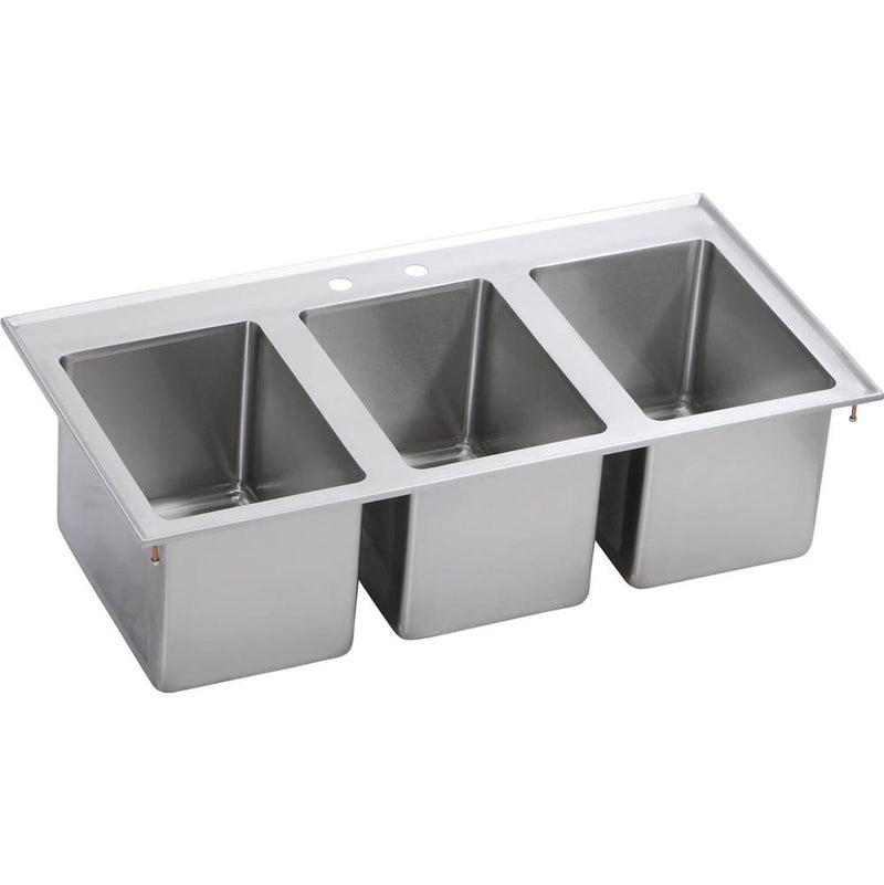 Elkay DI-3C-101410X Standard Drop-In Sink, 3-Compartment 10" Deep Bowl(s), No Drainboards, 37 (L) X 19.5 (W) X 10 (H) Over All