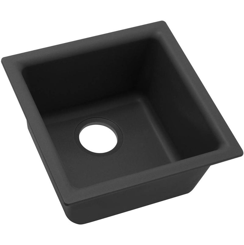 Elkay ELG1616BK0 Elkay Quartz Classic 15-3/4' x 15-3/4' x 7-11/16' Single Bowl Dual Mount Bar Sink, Black