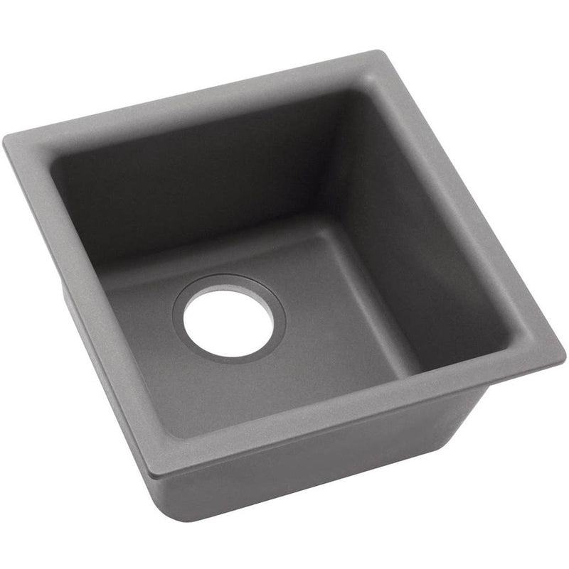 Elkay ELG1616GS0 Elkay Quartz Classic 15-3/4' x 15-3/4' x 7-11/16' Single Bowl Dual Mount Bar Sink, Greystone