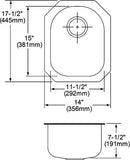 Elkay ELUH1317 18 Gauge Stainless Steel 14' x 17.5' x 7.5' Single Bowl Undermount Kitchen Sink