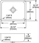 Elkay ELUH1814 18 Gauge Stainless Steel 20.5' x 16.5' x 7.875' Single Bowl Undermount Kitchen Sink