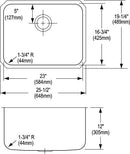 Elkay ELUH231712 18 Gauge Stainless Steel 25.5' x 19.25' x 12' Single Bowl Undermount Kitchen Sink