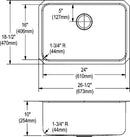 Elkay ELUH241610 18 Gauge Stainless Steel 26.5' x 18.5' x 10' Single Bowl Undermount Kitchen Sink