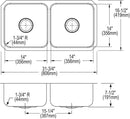 Elkay ELUH3116 18 Gauge Stainless Steel 31.75' x 16.5' x 7.5' Double Bowl Undermount Kitchen Sink