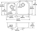 Elkay ELUH3119L 18 Gauge Stainless Steel 31.25' x 20' x 7.5' Double Bowl Undermount Kitchen Sink