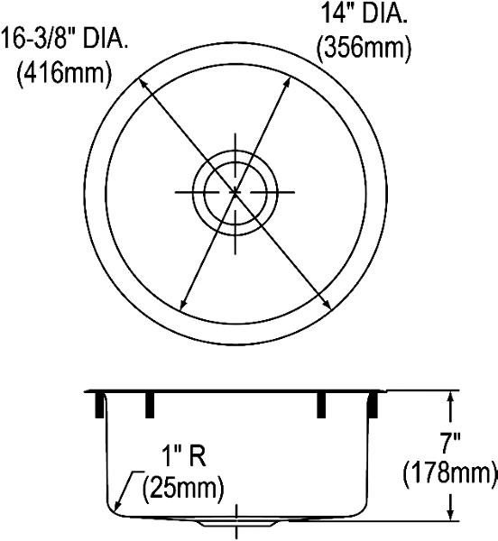 Elkay SCF16FBSM 18 Gauge Stainless Steel 16.375' x 16.375' x 7' Single Bowl Dual Mount Bar Sink