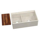 Elkay SWUF3320BI Fireclay 33' x 20' x 10-1/8' Double Bowl Farmhouse Undermount Kitchen Sink