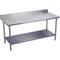 Elkay WT24S120-BSX Standard Work Table, Stainless Steel Under Shelf, 4" Backsplash, 120 (L) X 24 (W) X 36 (H) Over All