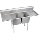 Elkay E2C16X20-2-18X Economy Scullery Sink, 2-Compartment 12" Deep Bowl(s), 18" Left & Right Drainboards, 70 (L) X 25.75 (W) X 45.75 (H) Over All