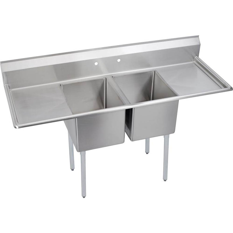 Elkay E2C20X20-2-20X Economy Scullery Sink, 2-Compartment 12" Deep Bowl(s), 20" Left & Right Drainboards, 82 (L) X 25.75 (W) X 45.75 (H) Over All