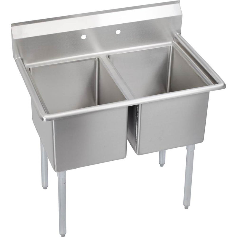 Elkay E2C24X24-0X Economy Scullery Sink, 2-Compartment 12" Deep Bowl(s), No Drainboards, 55 (L) X 29.75 (W) X 45.75 (H) Over All