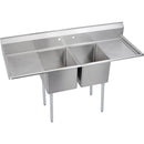 Elkay E2C24X24-2-24X Economy Scullery Sink, 2-Compartment 12" Deep Bowl(s), 24" Left & Right Drainboards, 98 (L) X 29.75 (W) X 45.75 (H) Over All