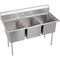 Elkay E3C24X24-0X Economy Scullery Sink, 3-Compartment 12" Deep Bowl(s), No Drainboards, 81 (L) X 29.75 (W) X 45.75 (H) Over All
