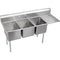 Elkay E3C24X24-R-24X Economy Scullery Sink, 3-Compartment 12" Deep Bowl, 24" Right Drainboard, 102.5 (L) X 29.75 (W) X 45.75 (H) Over All