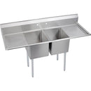 Elkay 14-2C16X20-2-18X Standard Scullery Sink, 2-Compartment  14" Deep Bowl(s), 18" Left & Right Drainboards, 70 (L) X 25.75 (W) X 43.75 (H) Over All
