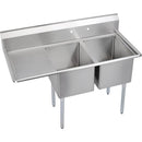 Elkay 14-2C16X20-L-18X Standard Scullery Sink, 2-Compartment  14" Deep Bowl(s), 18" Left Drainboard, 54.5 (L) X 25.75 (W) X 43.75 (H) Over All