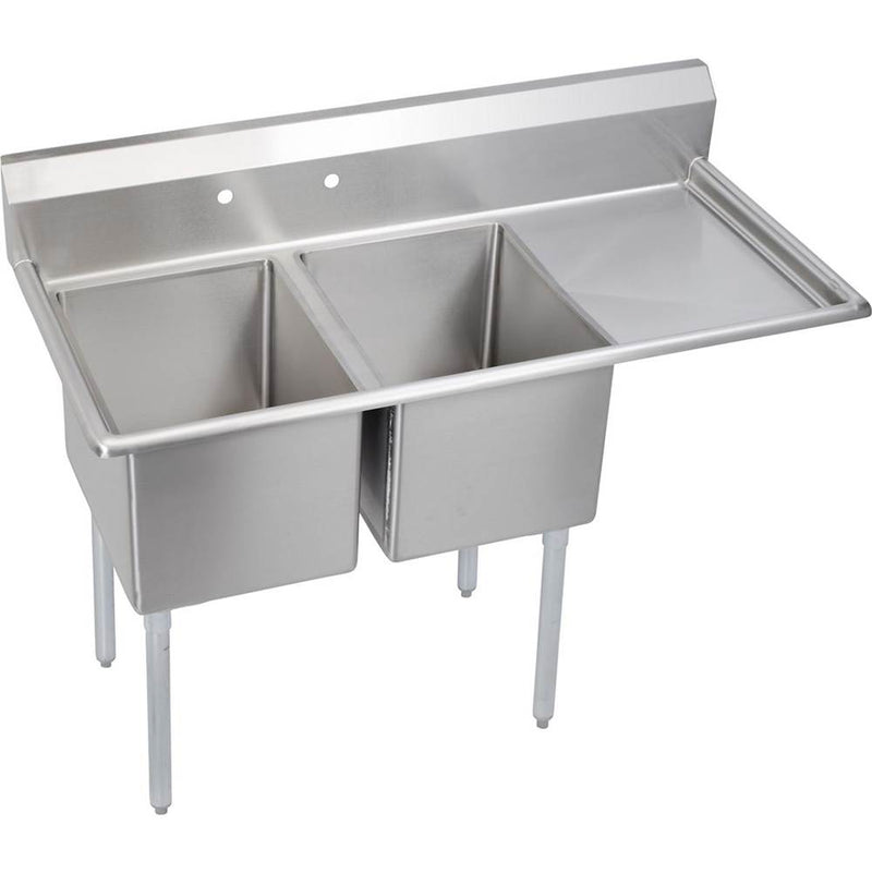Elkay 14-2C16X20-R-18X Standard Scullery Sink, 2-Compartment  14" Deep Bowl(s), 18" Right Drainboard, 54.5 (L) X 25.75 (W) X 43.75 (H) Over All