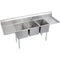 Elkay 14-3C16X20-2-18X Standard Scullery Sink, 3-Compartment  14" Deep Bowl(s), 18" Left & Right Drainboards, 88 (L) X 25.75 (W) X 43.75 (H) Over All
