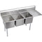 Elkay 14-3C16X20-R-18X Standard Scullery Sink, 3-Compartment  14" Deep Bowl(s), 18" Right Drainboard, 54.5 (L) X 25.75 (W) X 43.75 (H) Over All