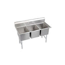 Elkay 14-3C18X24-0X Standard Scullery Sink, 3-Compartment  14" Deep Bowl(s), No Drainboards, 63 (L) X 29.75 (W) X 43.75 (H) Over All